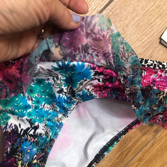 NWT Kenneth Cole Reaction ($46) BRIGHT Bikini Swim Hipster Bottom W/mesh Ruffle. - Picture 8 of 8